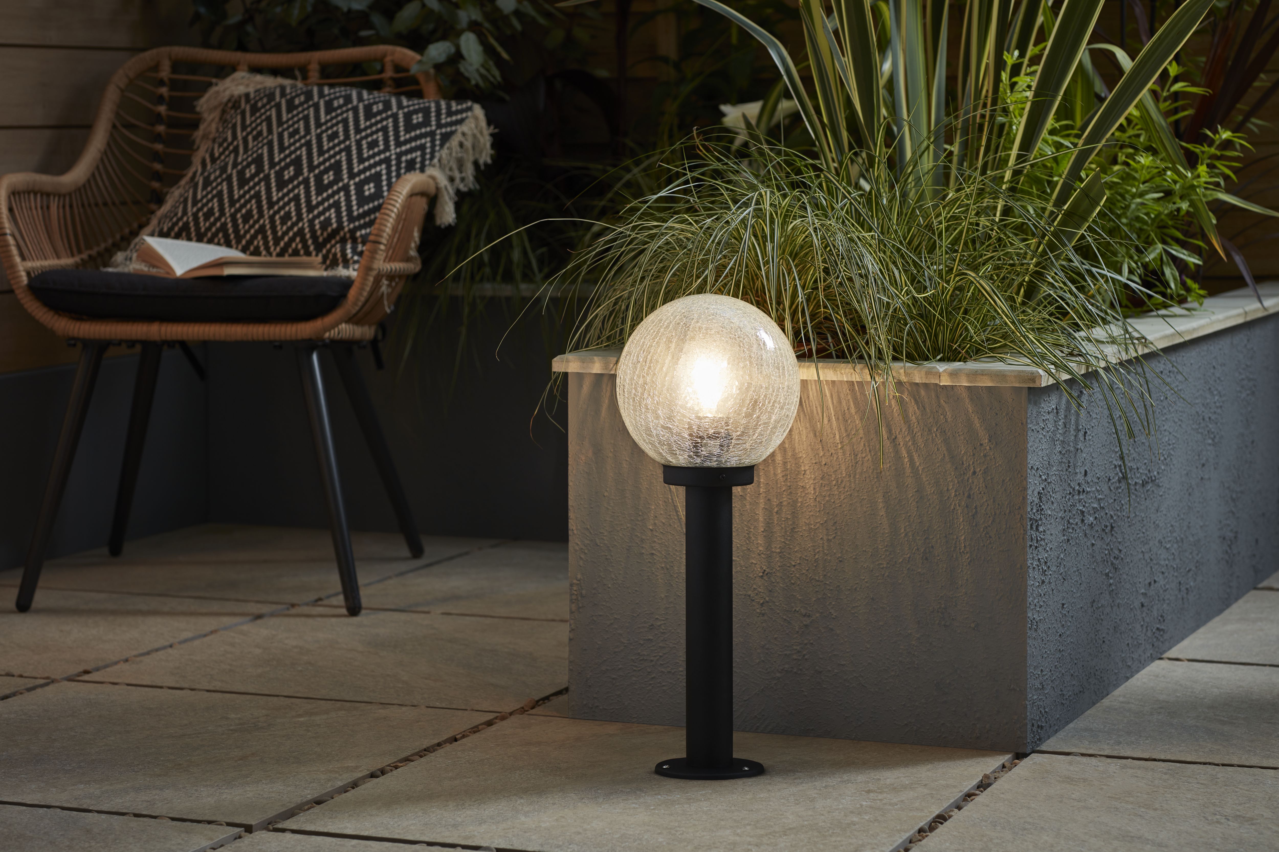 Blooma Sherbrooke Ball Black Mains-powered 1 lamp Halogen Outdoor Post light (H)500mm