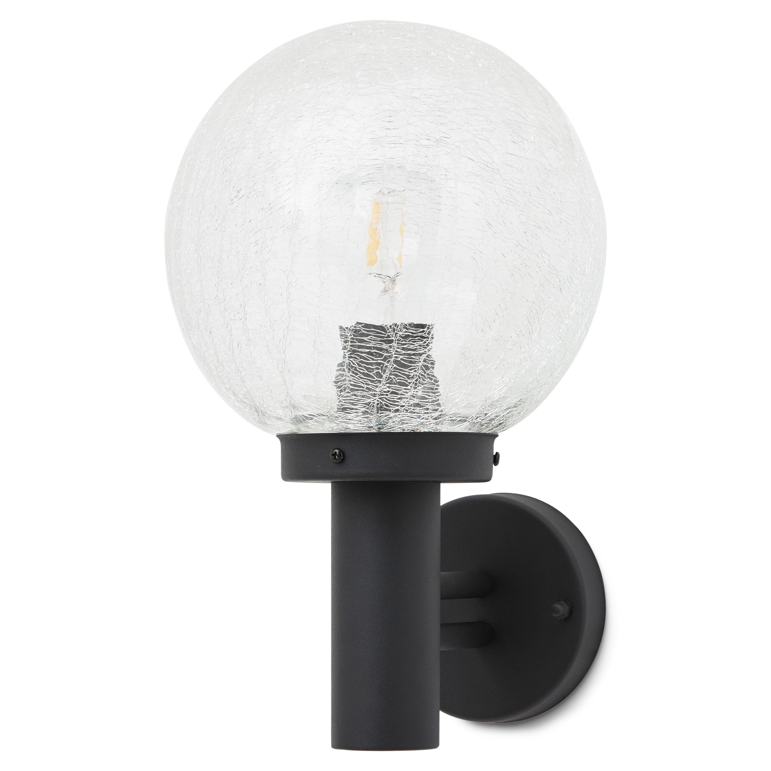 Blooma Sherbrooke Matt Black Mains-powered Halogen Outdoor Ball Wall ...