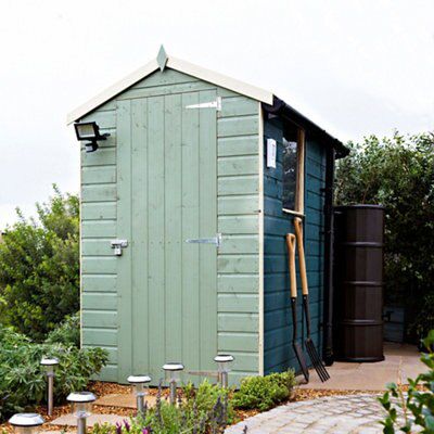 Blooma Shiplap 6x4 ft Apex Green Wooden Shed & 1 window