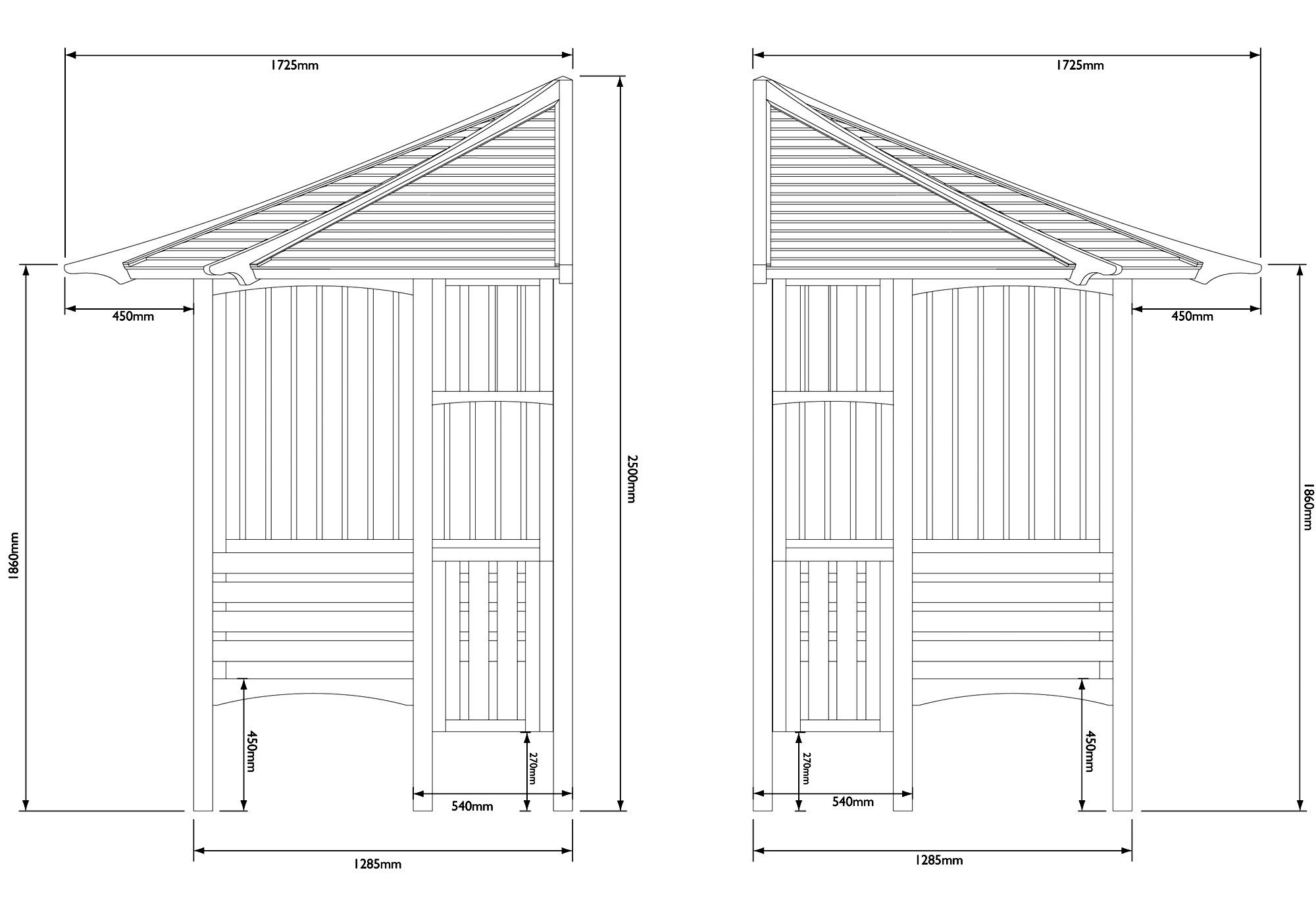 Blooma Solway Corner arbour, (H)2500mm (W)1730mm (D)1730mm - Assembly required