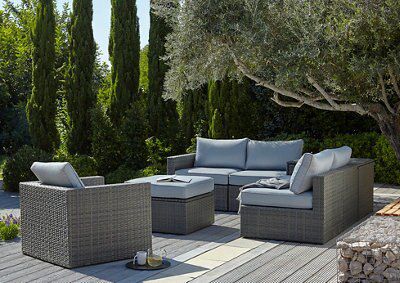 Blooma Sulana Grey Metal 6 seater Garden furniture set