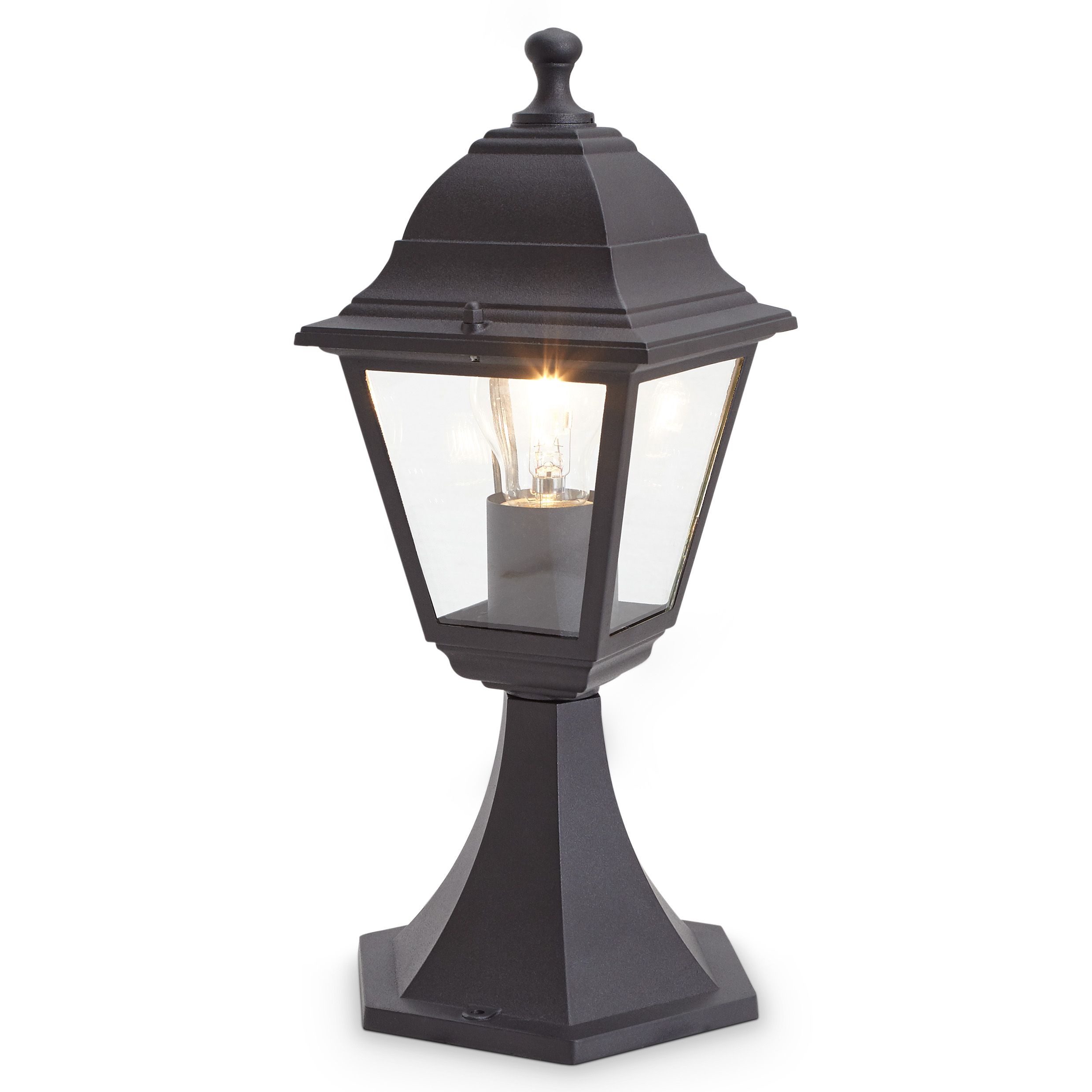 Blooma Varennes Black Mains-powered 1 lamp Halogen 4 faces Post lantern (H)370mm