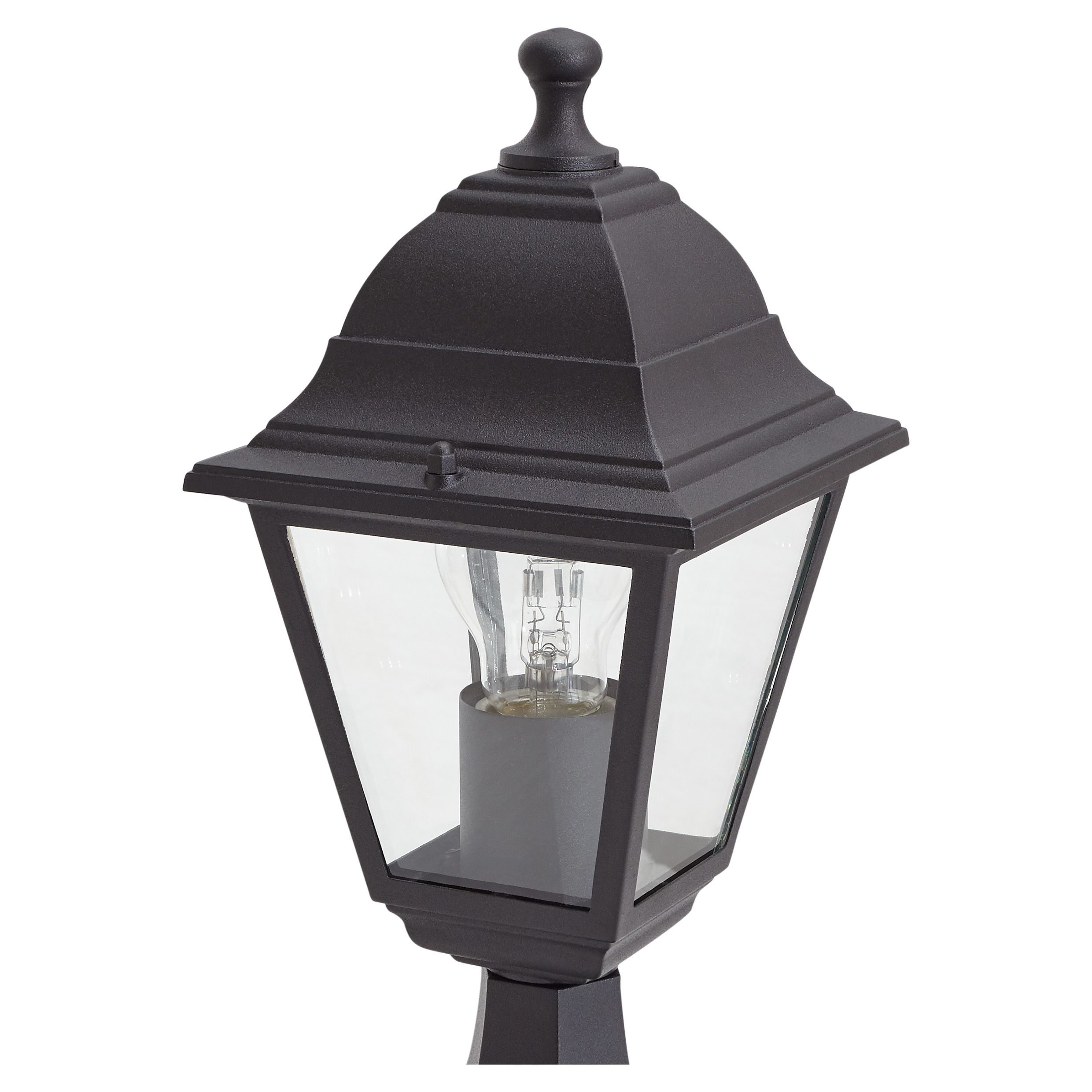 Blooma Varennes Black Mains-powered 1 lamp Halogen 4 faces Post lantern (H)370mm