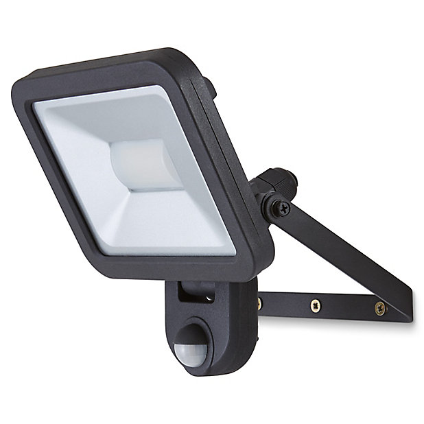 Blooma Weyburn Black Mains Powered Cool, Lap Outdoor Led Floodlight With Pir