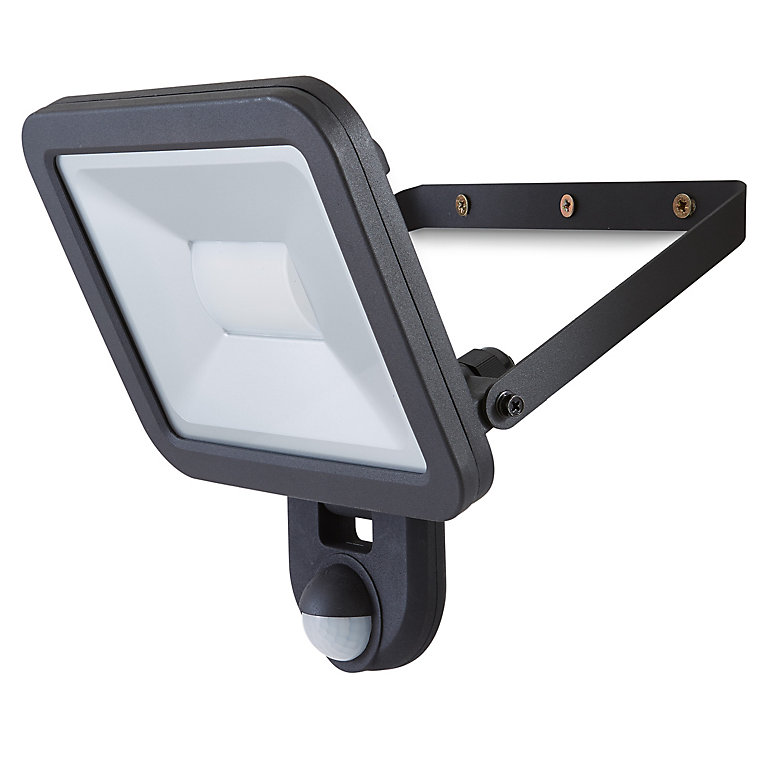 Blooma Weyburn Black Mains Powered Cool, Lap Outdoor Led Floodlight With Pir