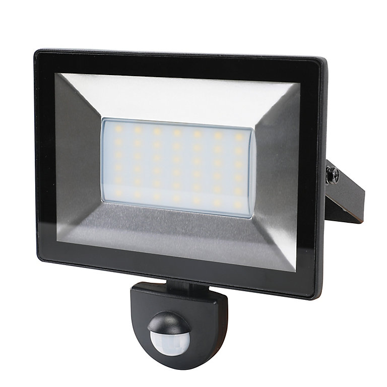 Blooma Weyburn Black Mains Powered Cool, Pir Led Floodlight With Motion Sensor Outdoor 30w