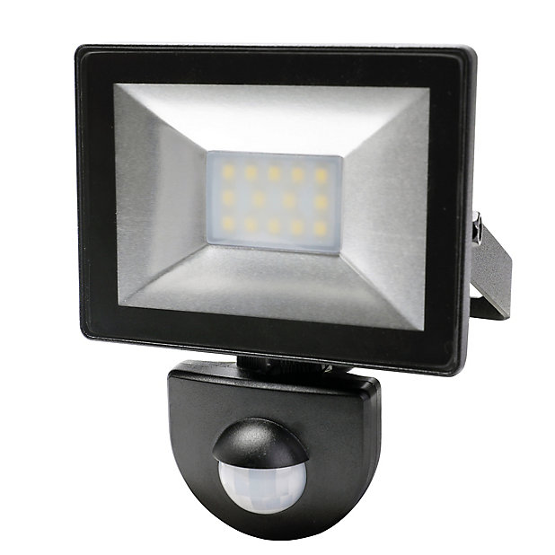 Blooma Weyburn Black Mains Powered Cool, Outdoor Led Floodlight With Pir Sensor Black 10w