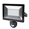 Blooma Weyburn L3293S-B Black Mains-powered Cool white Outdoor LED PIR Floodlight 2400lm