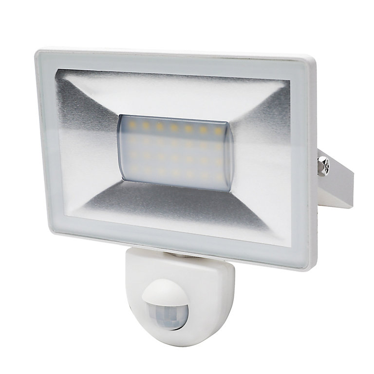 Blooma Weyburn White Mains Powered Cool, Outdoor Motion Sensor Flood Light Fixtures
