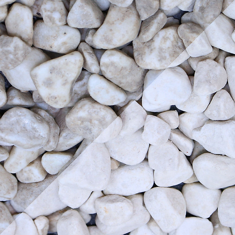 Blooma White Marble Rounded Pebbles, Big Bags Of Pebbles For Garden