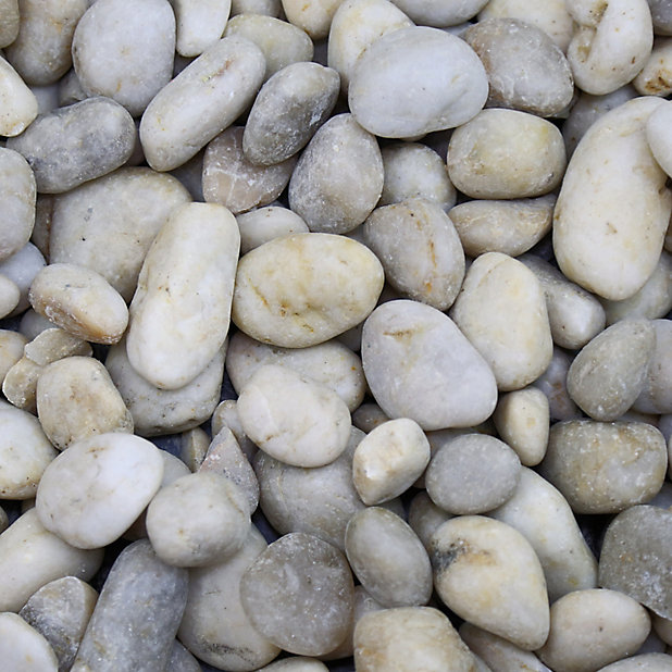 Blooma White Stone Pebbles 5kg Bag, Bags Of Pebbles For Garden