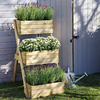 Blooma Wooden Rectangular Trough (H)20cm (W)89cm