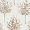 Bloomsbury Cream Forest Glitter effect Embossed Wallpaper