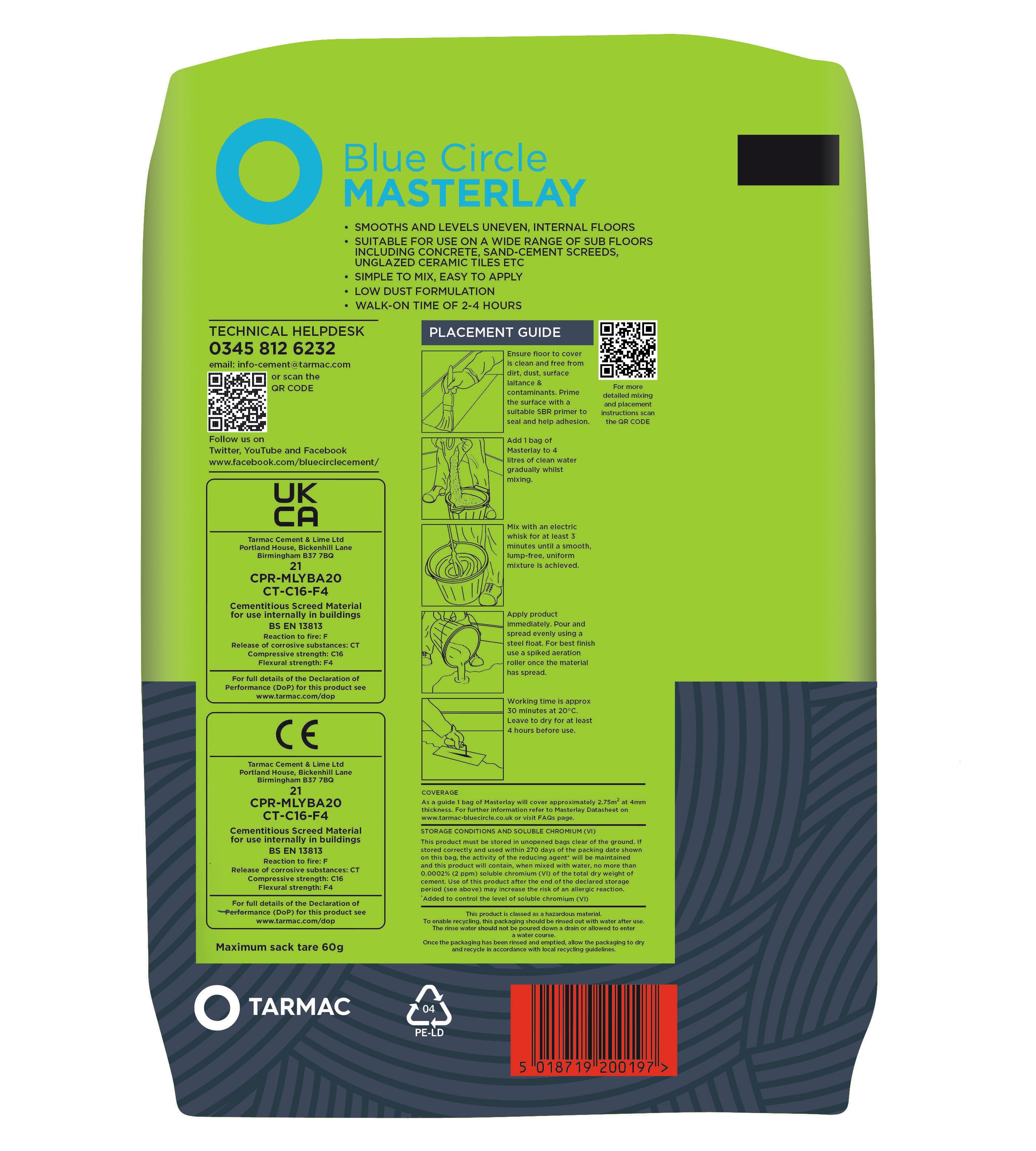 Blue Circle Masterlay Floor levelling compound, 20kg Bag