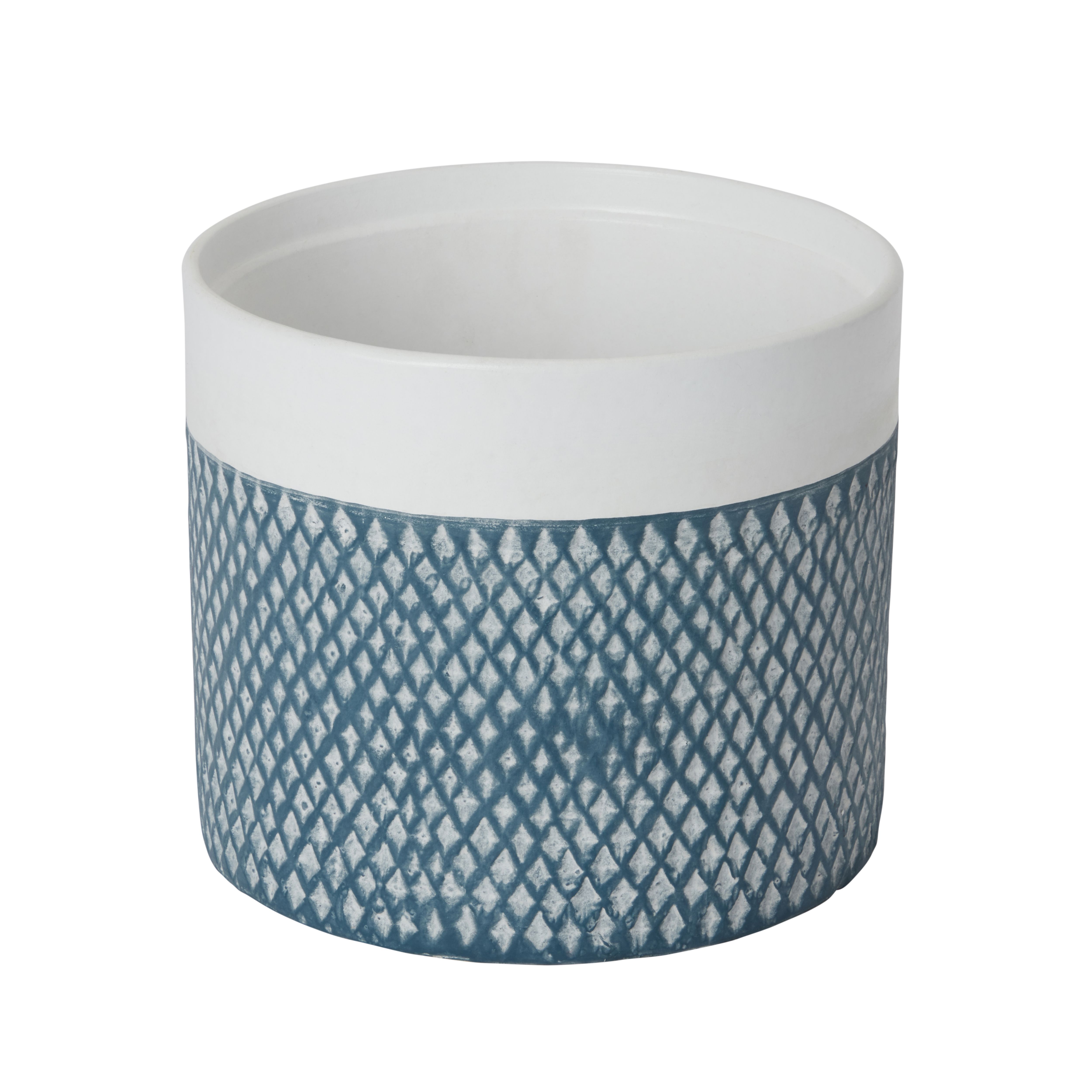 Blue coral Clay Diamond design Round Plant pot (Dia)19.2cm