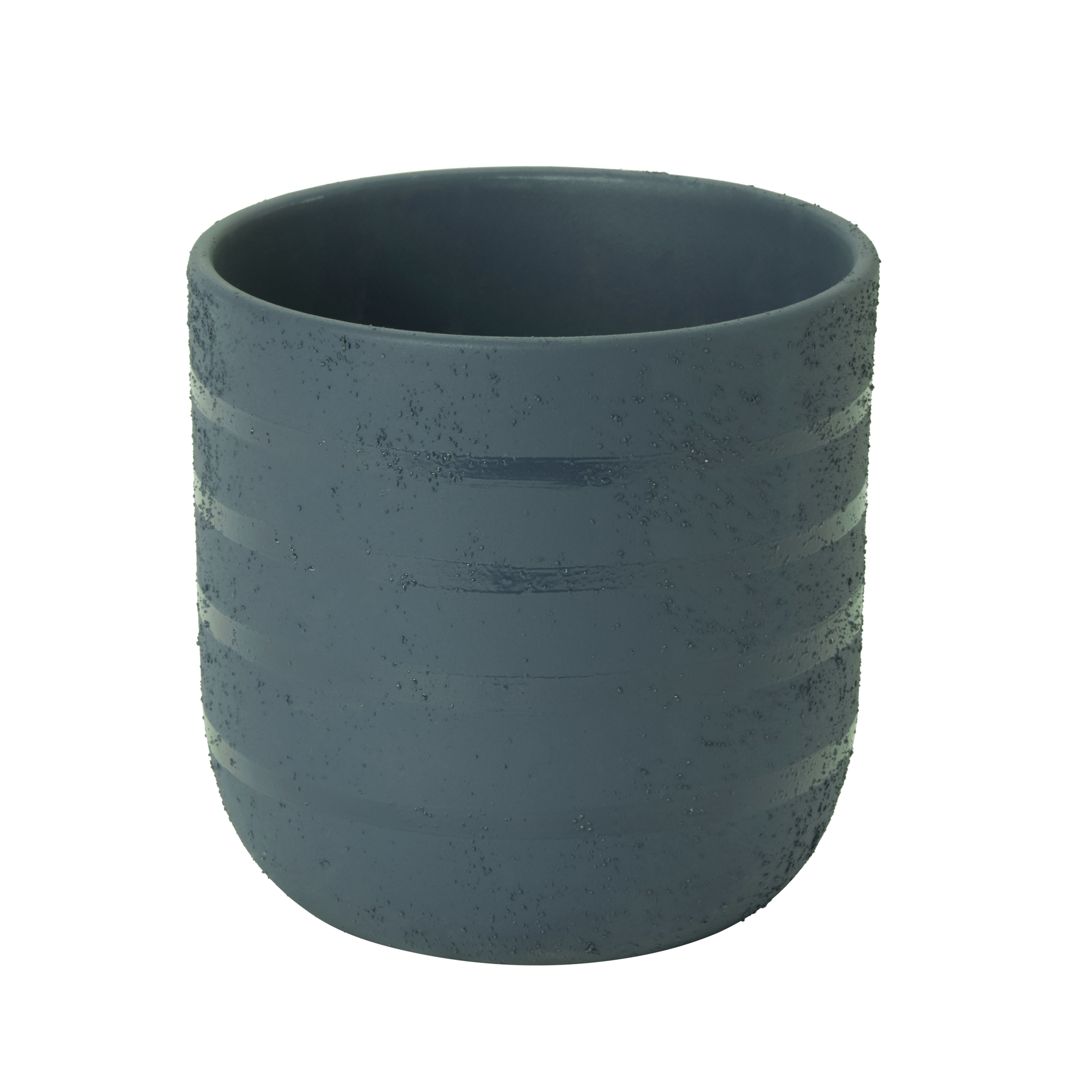 Blue coral Clay Striped Circular Plant pot (Dia)14.1cm