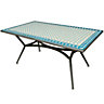 Blue & ecru Metal Rectangular Table