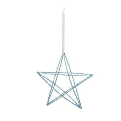 Blue Glitter effect Metal Wire star Decoration