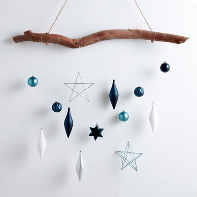 Blue Glitter effect Metal Wire star Decoration