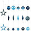 Blue Glitter effect Plastic Bauble, Set of 40