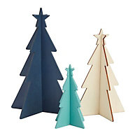 Blue Paint effect Wood Indoor Cut out Table top tree