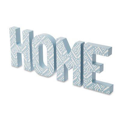 Blue Patterned 'home' Wood Word block
