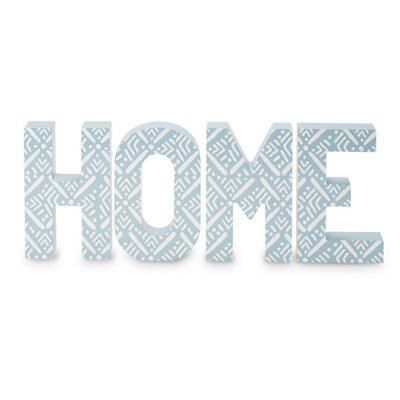 Blue Patterned 'home' Wood Word block