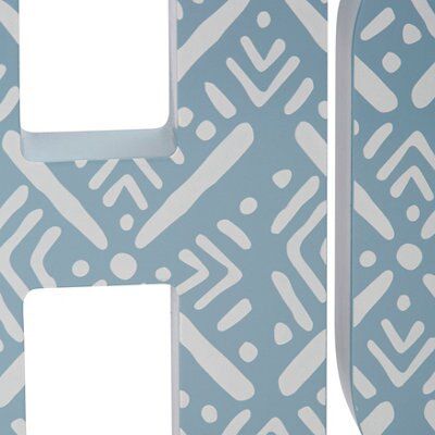Blue Patterned 'home' Wood Word block