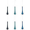 Blue Pearlescent effect Plastic Teardrop Decoration, Pack of 6