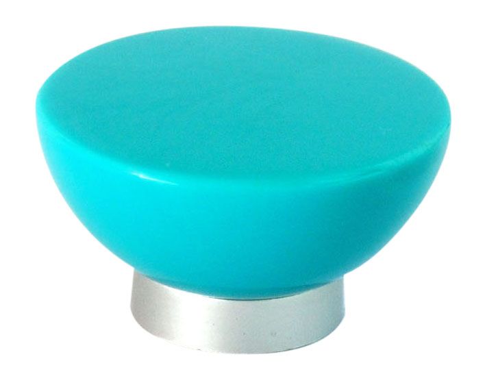 Blue Plastic Round Furniture Knob (Dia)38mm