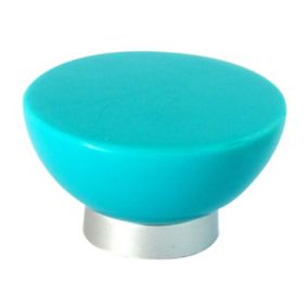 Blue Plastic Round Furniture Knob (Dia)38mm