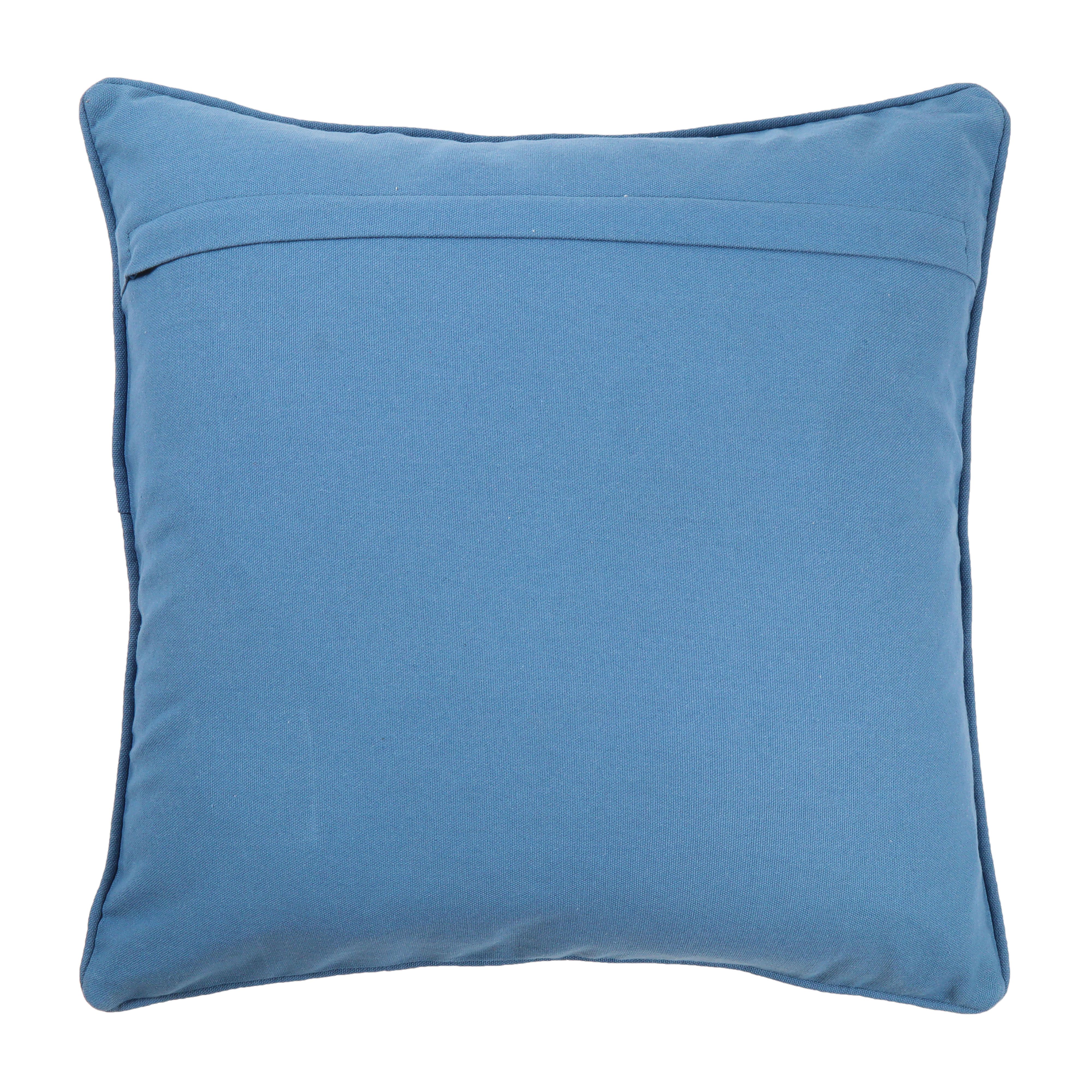 Blue & White Moroccan Embroidered effect Indoor Cushion, (L)45cm x (W)45cm