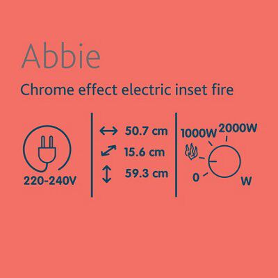 Blyss Abbie 2kW Chrome effect Electric Fire (D)58mm