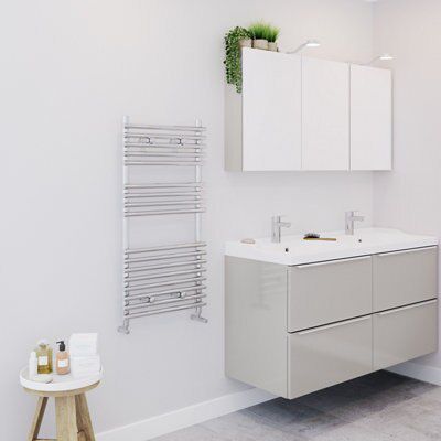 Blyss Bosham Chrome effect Towel warmer (W)450mm x (H)900mm