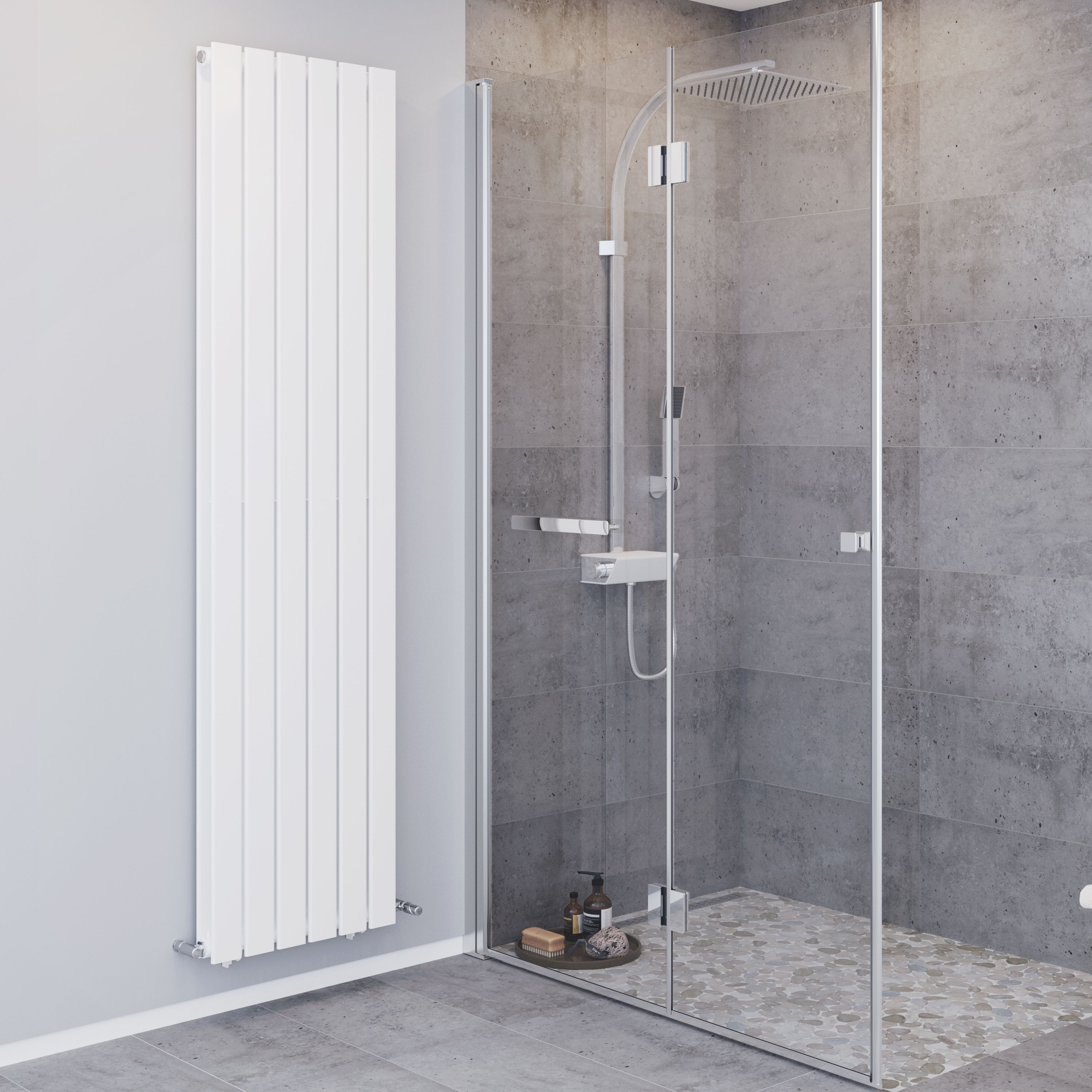 Blyss Faringdon 20161897 White Vertical Designer 4730BTU Radiator, (W)456mm x (H)1800mm