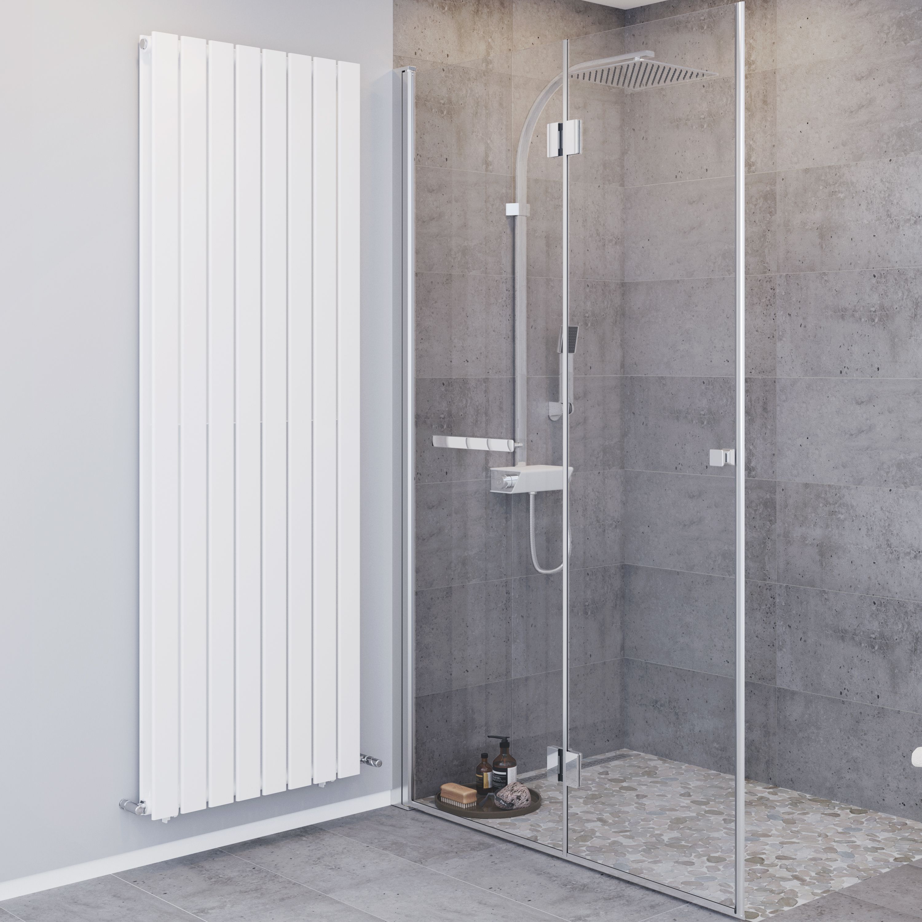 Blyss Faringdon White Vertical Designer Radiator, (W)608mm x (H)1800mm