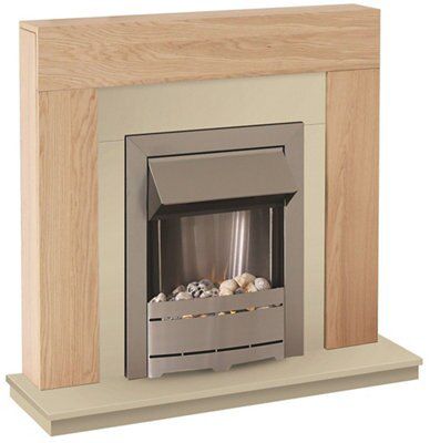 Blyss Ferndown Natural Oak effect Fire suite | DIY at Bu0026Q