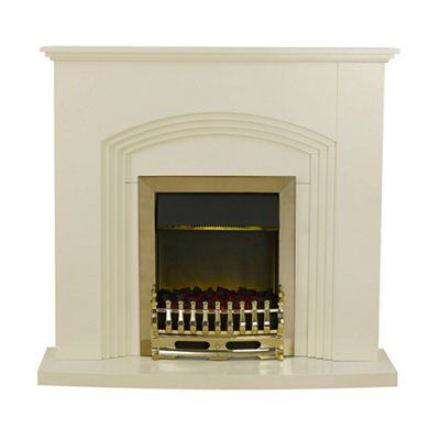 Blyss Kirkdale Cream Brass effect Fire suite | DIY at Bu0026Q