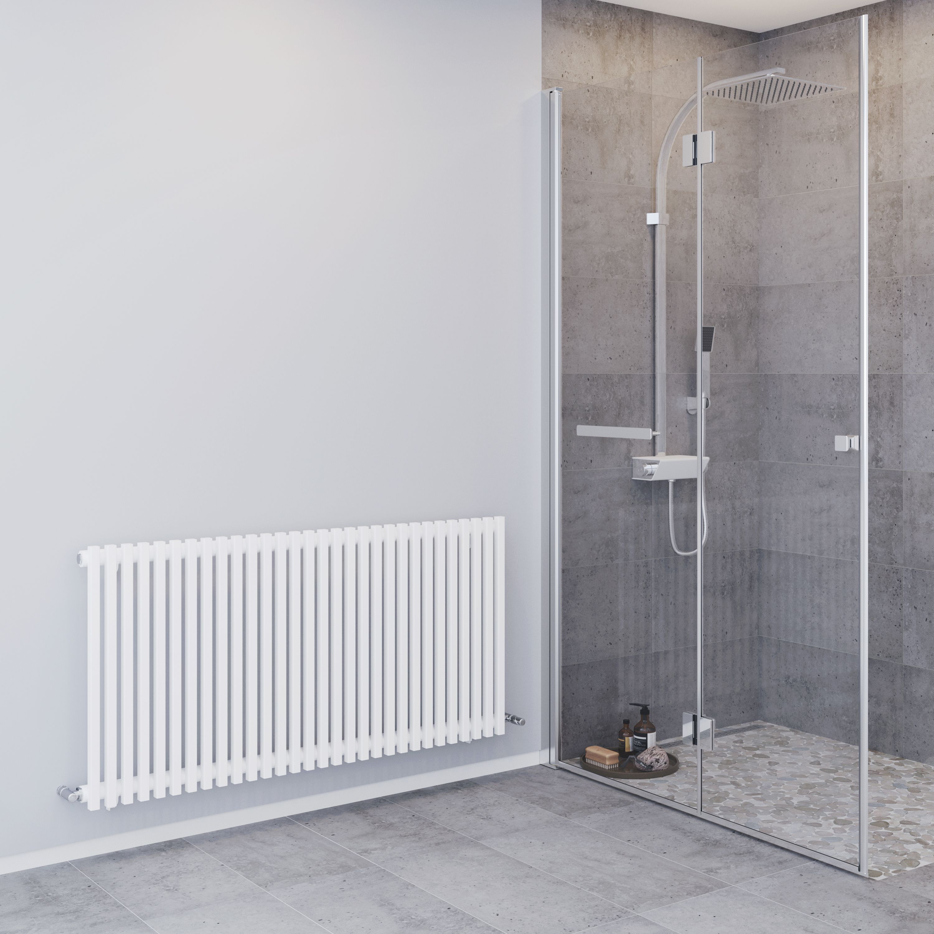 Blyss Thorpe 20161950 White Horizontal Designer 3550BTU Radiator, (W)1200mm x (H)600mm