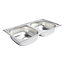 Bohm Stainless steel Rectangular 2 Bowl Sink (W)435mm