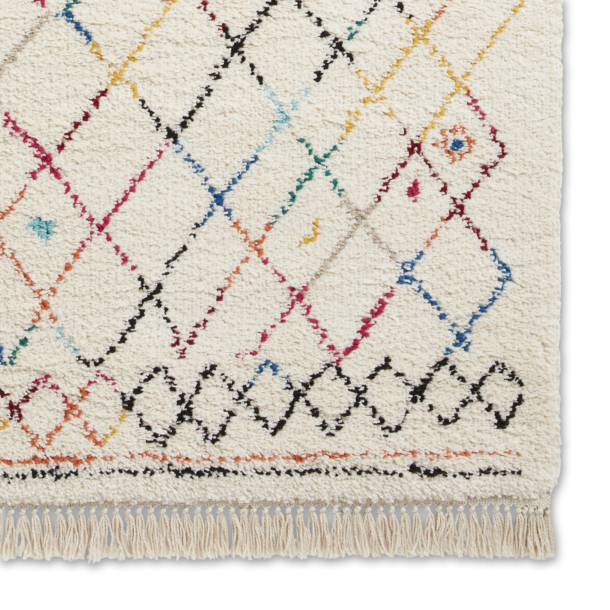 Boho Multicoloured Geometric Medium Rug, (L)170cm x (W)120cm