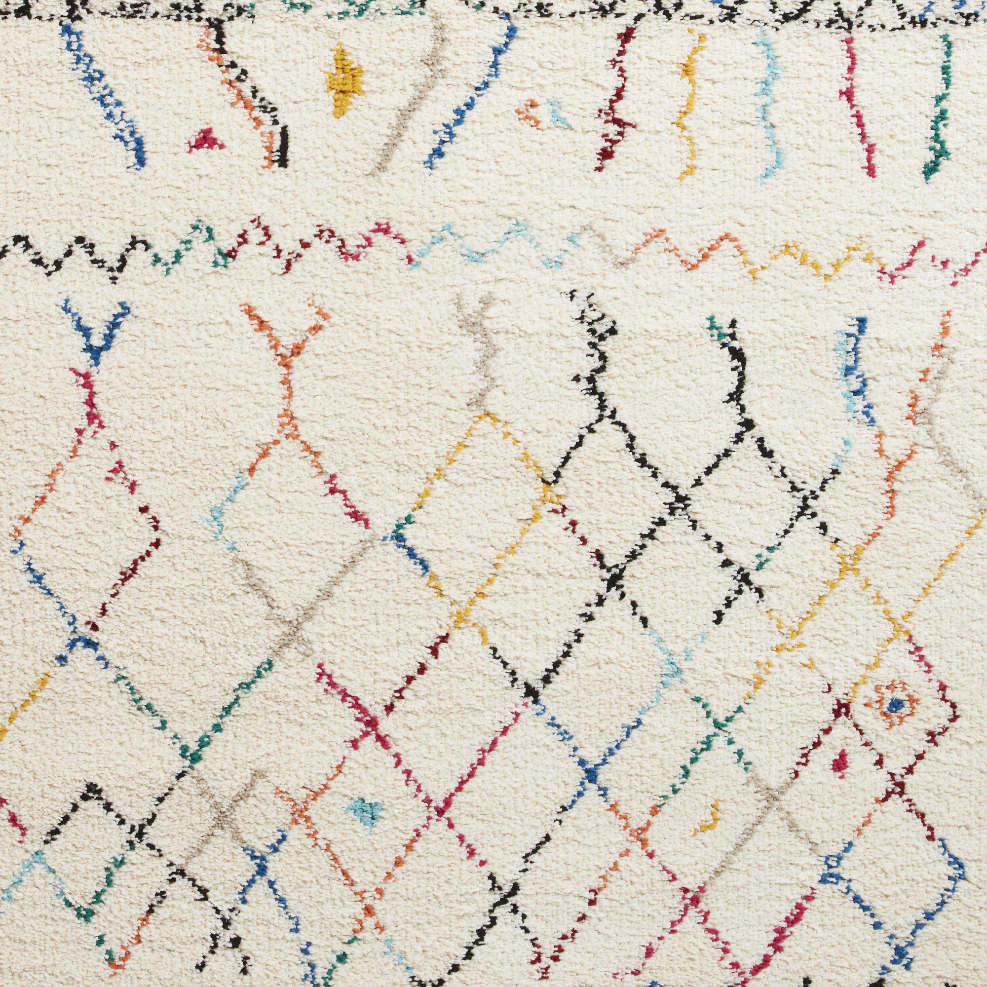 Boho Multicoloured Geometric Medium Rug, (L)170cm x (W)120cm