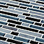 Bolognai Black & blue Glass & marble Mosaic tile, (L)304mm (W)300mm