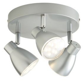 Bomos Silver effect Mains-powered 3 lamp Spotlight