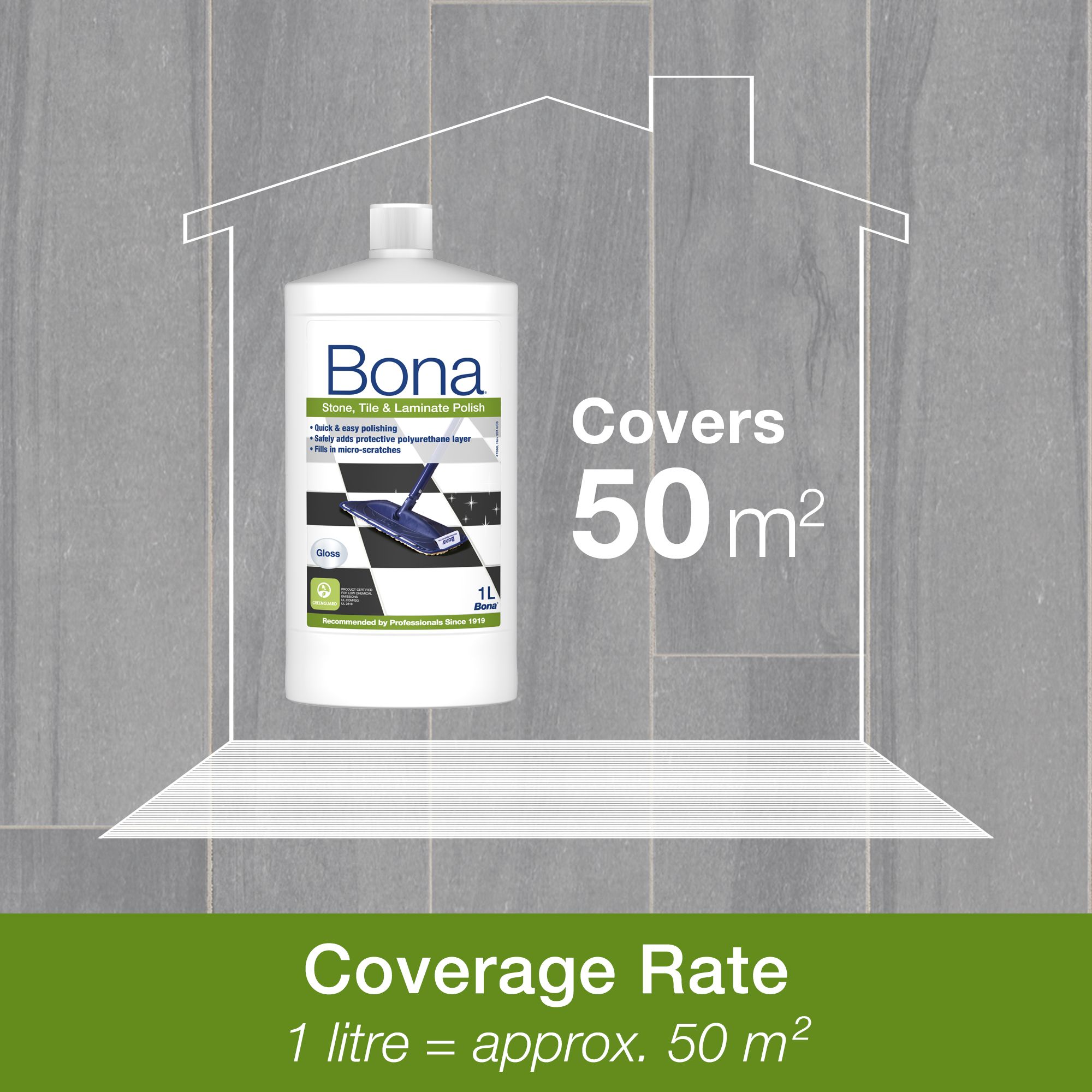 Bona Laminate, stone & tile Floor polish, 1L Bottle