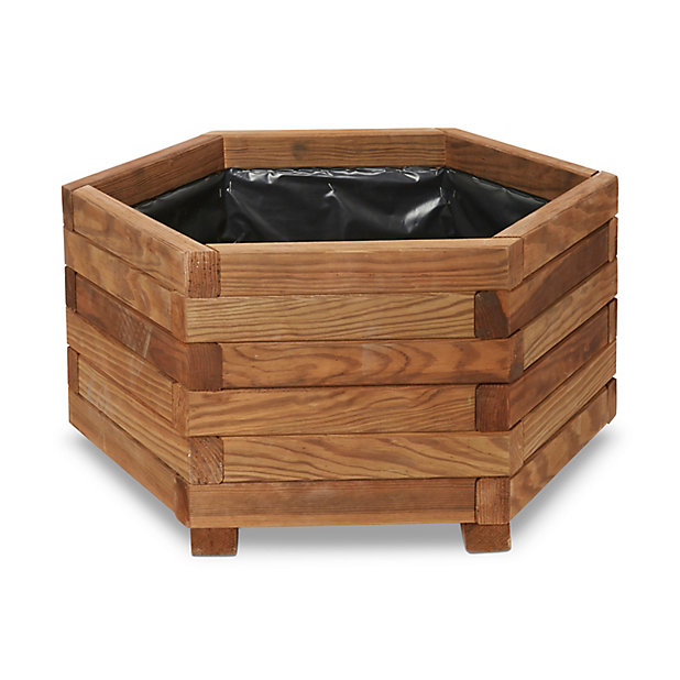 Bopha Pressure Treated Wood Brown, Square Wooden Planters 60cm