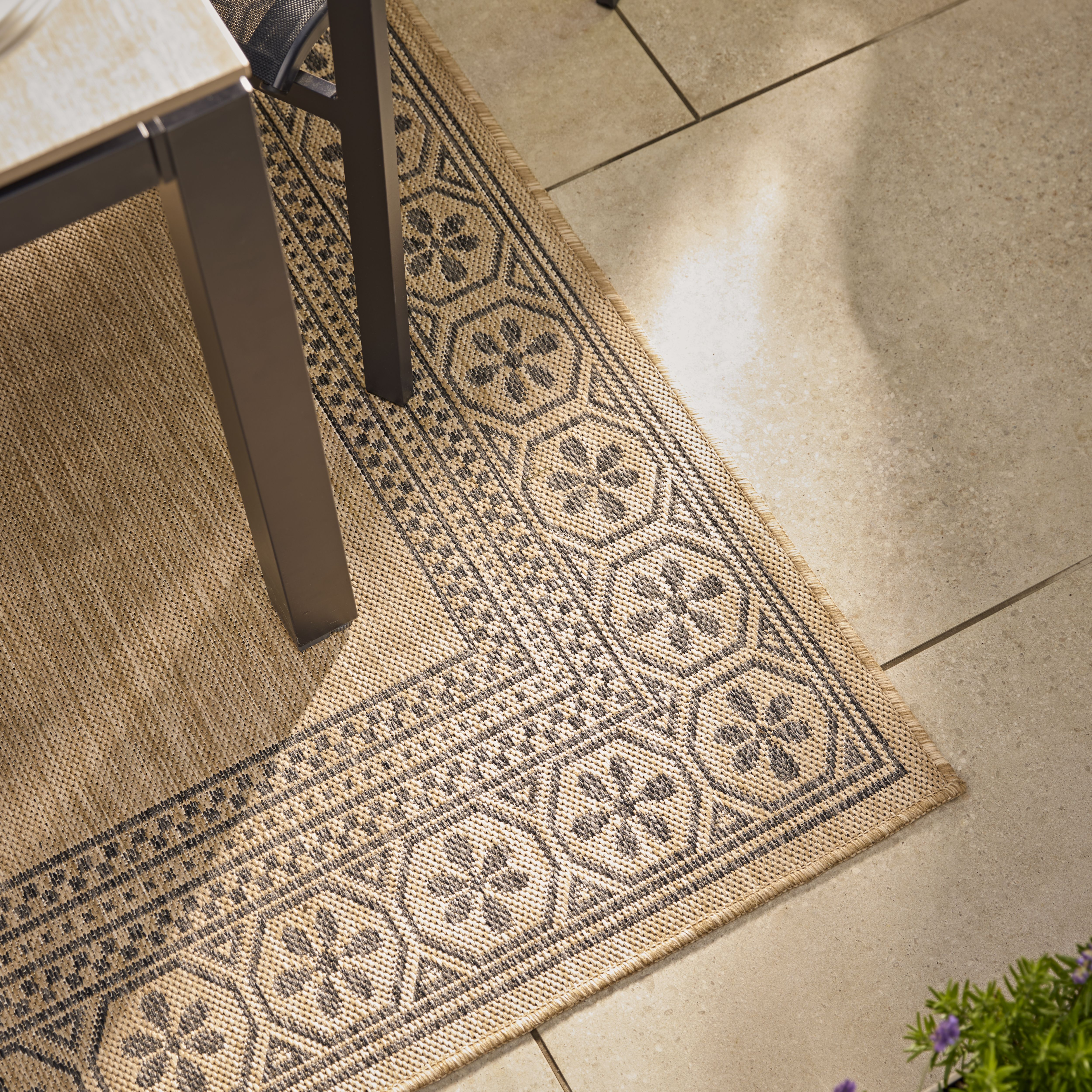 Border jute Medium Indoor & outdoor Rug, (L)100cm x (W)150cm