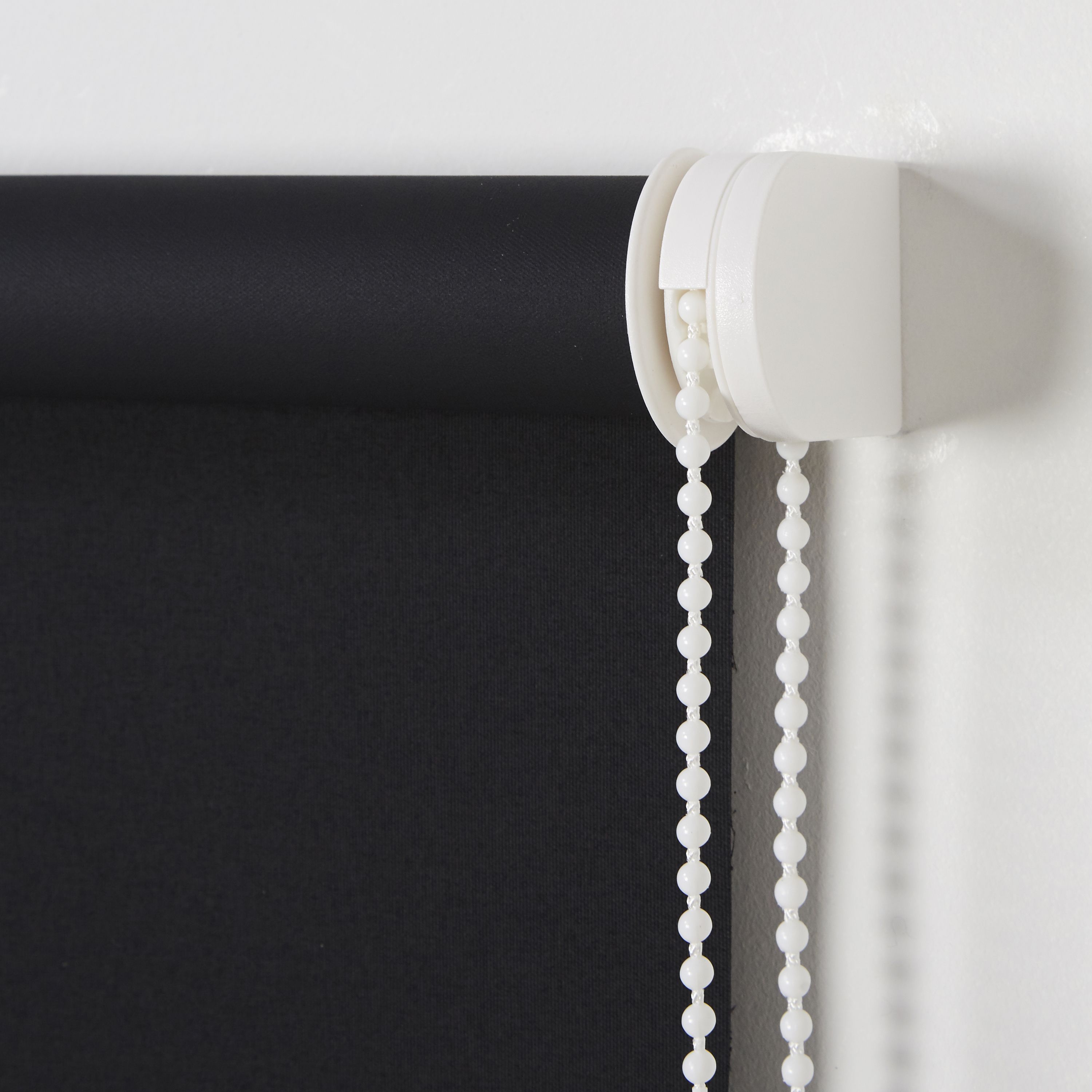 Boreas Corded Black Plain Blackout Roller Blind (W)60cm (L)180cm