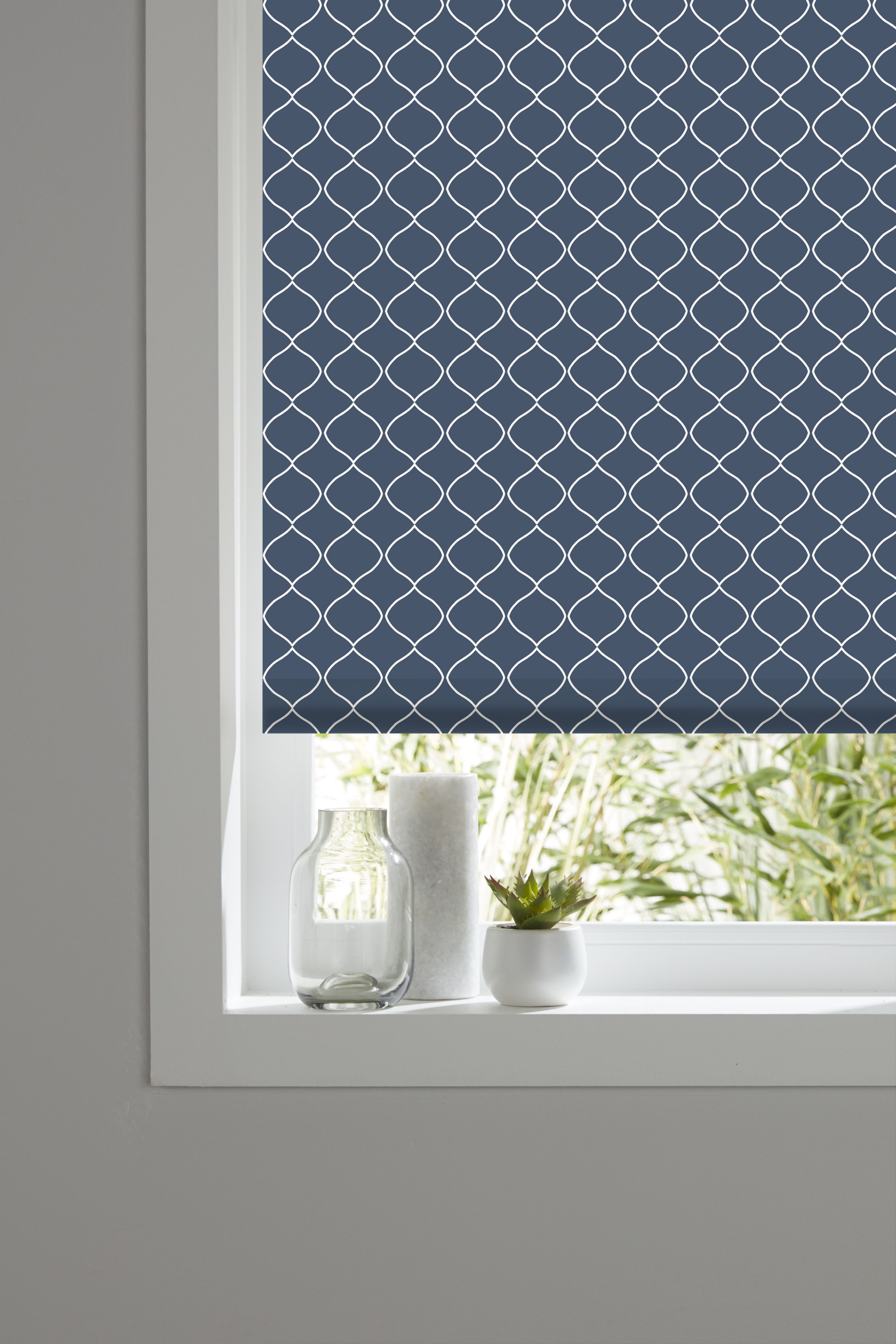 Boreas Corded Dark blue Diamond Blackout Roller Blind (W)120cm (L)180cm