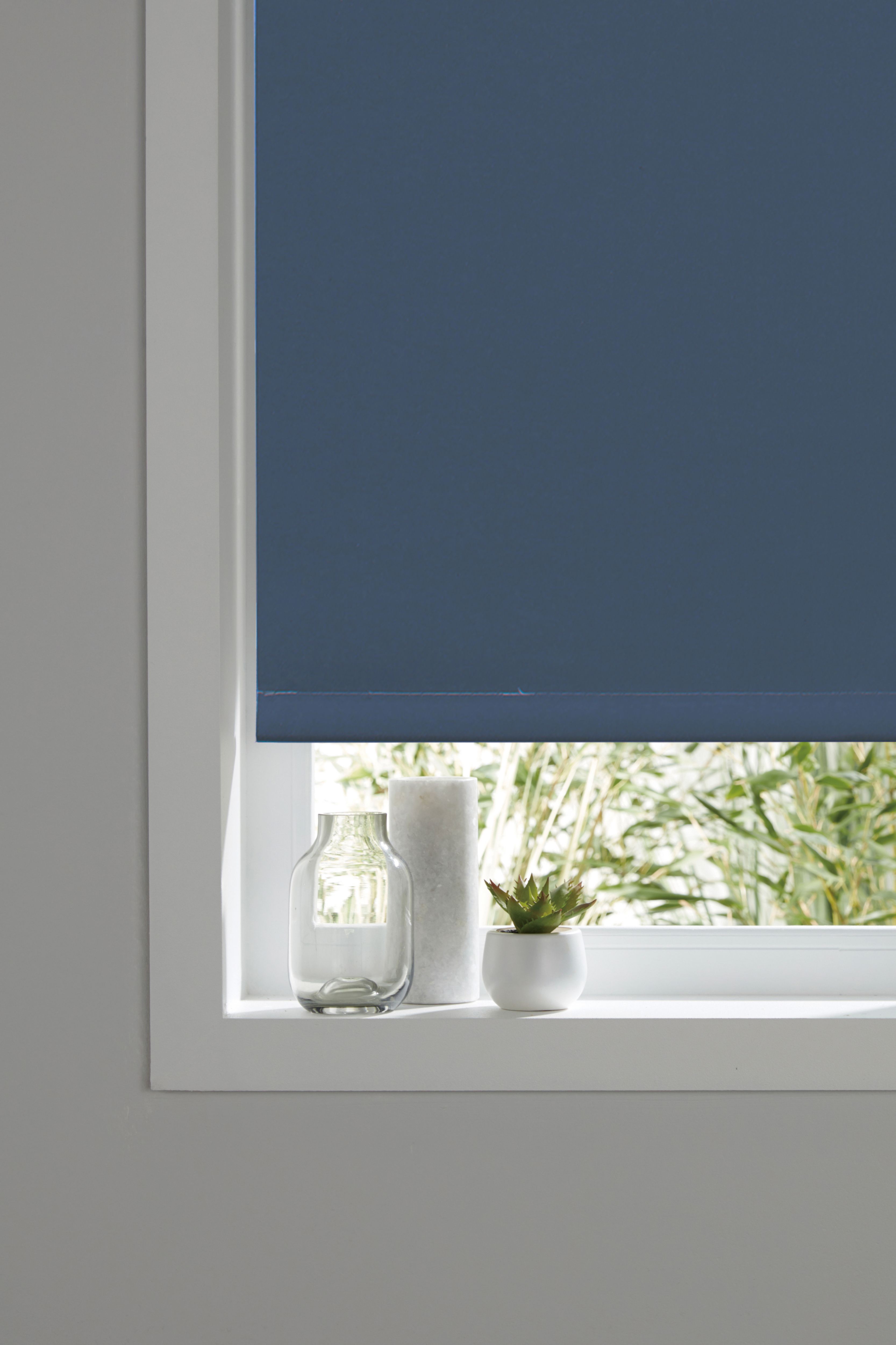 Boreas Corded Dark blue Plain Blackout Roller Blind (W)180cm (L)180cm